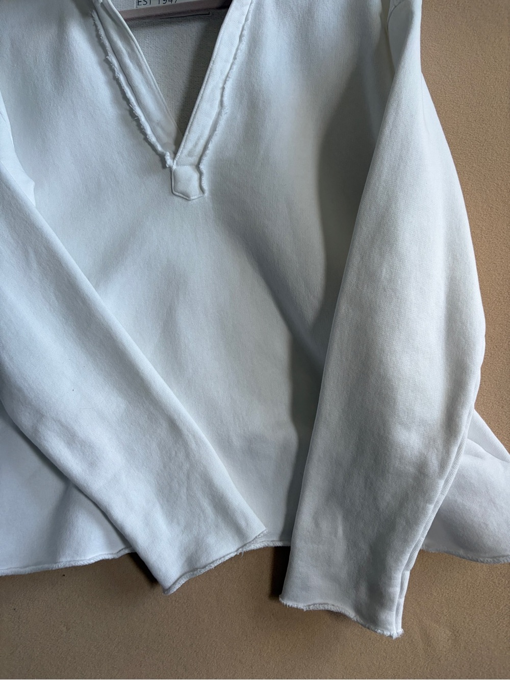 Frank and Eileen Patric Popover Henley Triple Terry White size M - Picture 11 of 14